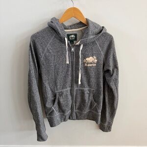 🩶 Roots Gray Zip-Up Hoodie – Size Small
